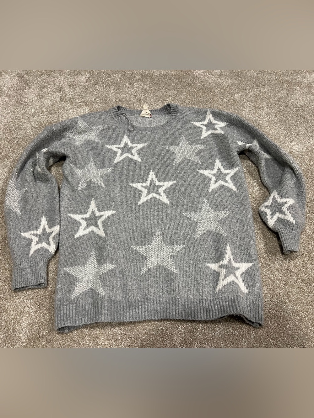 Hippie Rose Gray Star Pattern Knit Sweater